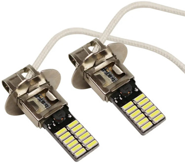 YCCPAUTO 2Pcs 24 SMD 4014 H3 LED Fog Light Bulbs 6500K White LED Light source For Auto Car Fog Lights Running Driving Lamps