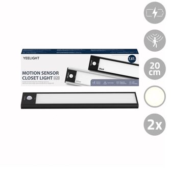 Yeelight kastverlichting met sensor 20 cm - Warm wit licht - Oplaadbare batterij - Voordeelset van 2 stuks