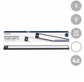 Yeelight kastverlichting met sensor 40 cm - Warm wit licht - Oplaadbare batterij - Voordeelset van 4 stuks