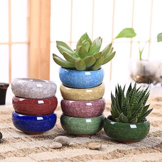 YeFine 8 stks/partij Ijs-Crack Keramische Bloempotten Voor Sappige Planten Kleine Bonsai Pot Huis en Tuin Decor Mini vetplant Potten