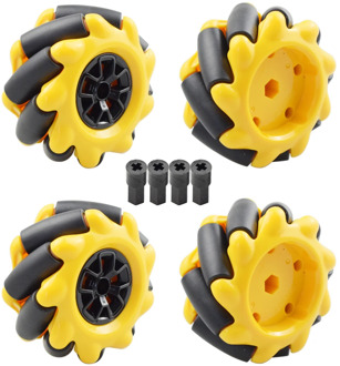 Yellow 60mm Mecanum Wheel Omni-directional Tire with 4pcs Legos Motor Connector for Arduino Raspberry Pi DIY RC Toy Parts