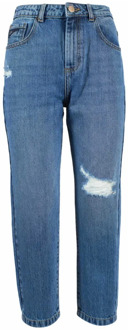 Yes Zee Blauwe Jeans met Hoge Taille en Scheuren YES ZEE , Blue , Dames - W31,W27,W30,W26,W25