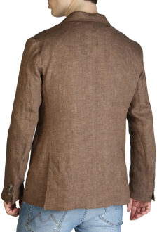 Yes Zee Bruine Linnen Dubbelbreasted Blazer