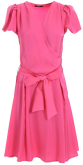 Yes Zee Gekruiste V-hals jurk met riem YES ZEE , Pink , Dames - S