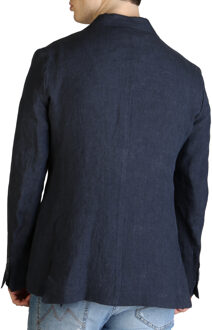 Yes Zee Klassieke Pasvorm Dubbelgevouwen Blazer Donkerblauw