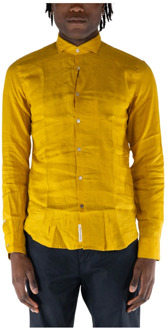 Yes Zee Linnen overhemd met lange mouwen YES ZEE , Yellow , Heren - 2Xl,Xl,L,M,S