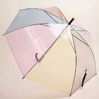 Yesello 1 Pcs Plastic Eva 8 Ribben Lange Handvat Regenboog Transparante Bubble Paraplu Regen Vrouwen Semi-Automatische Paraguas