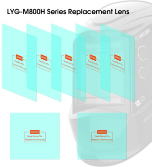 YESWELDER 5 Pcs Large Viewing Screen Outer Replacement Lens and 2 pcs Inner Replacement Lens for LYG-M800H Series Welding Helmet