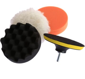 Yetaha 5Pcs 5Inch Spons Wassende Buffing Polijsten Pad Kit Met M10 Boor Adapter Autolak Zorg Wassen Gereedschap set