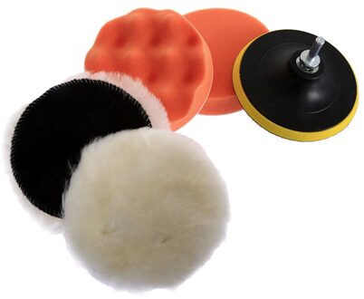 Yetaha 6Pcs 5 ''Auto Polijsten Set Spons & Wollen Buffer Pads En M10 Boor Adapter Auto Schoon Waxen polijstmachine Pad Gereedschap Kit