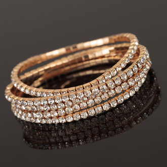YFJEWE 5 Pcs Top Crystal Elasticiteit Wrap Armbanden voor Vrouwen Zilveren Kleur Bridal Wedding Bangle Sieraden B132
