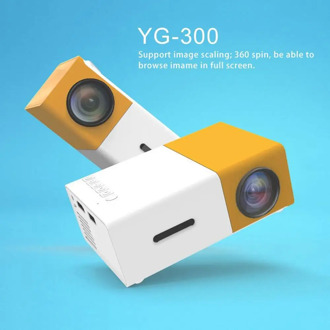 YG300 Professional Mini Projector Full HD1080P Home Theater LED Projector LCD Video Media Player Projector Yellow & White