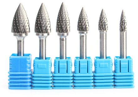 YG8 Legering Roterende Bestand 1Pc Gx Type Double Slot Tungsten Staal Houtsnijwerk Slijpen Hoofd Hard Metalen Frees voor Koper 6stk (GX06-16)