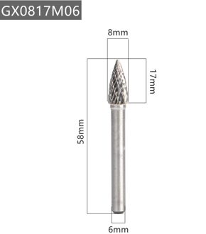 YG8 Legering Roterende Bestand 1Pc Gx Type Double Slot Tungsten Staal Houtsnijwerk Slijpen Hoofd Hard Metalen Frees voor Koper GX0816M06