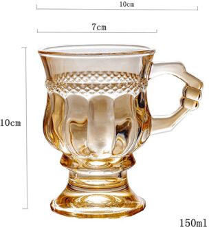 Yha 150Ml Wijn Beker Glazen Beker Retro Stijl Meisje Hart Cup Thee Kleur Zwarte Thee Cup Amber Glas Wijn cup