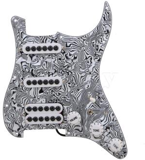 Yibuy Zwart Wit Zebra Kleur 3-ply SSH Elektrische Gitaar Geladen Voorbedraad Pickup Slagplaat voor Elektrische Gitaar