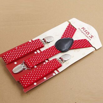 Yienws Baby Bretels Polka Dot Bretels voor Jongens 3 Clip Knop Bretels Kids Meisje Roze Bourgondië Bretelle Enfant YiA025 rood