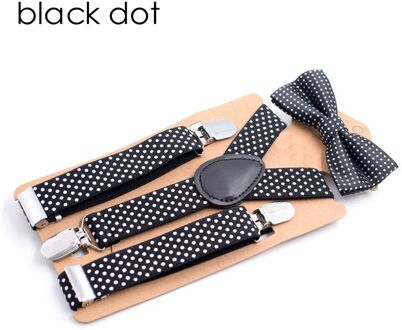 Yienws Strikje Bretels voor Jongens Vintage Marine Dot Strap Bretels Jongen 3 Clip Knop Suspensorio Bretelle Enfant Garcon YiA048 zwart