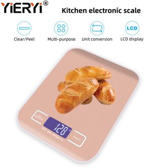 Yieryi 10Kg/1G Rvs Digitale Keukenweegschaal Koken Meet Gereedschap Elektronische Gewicht Led Voedsel Schaal Met rose Gold