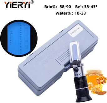Yieryi Refractometer Honing Tester 58-90% Brix 38-43 ° Baume 12-27% Water Imker Honing refractometer Suiker Meter