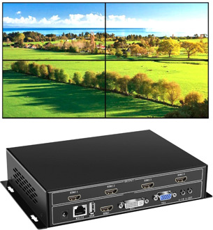 YiiSPO 4 Channel TV Video Wall Controller 2x2 1x3 1x2 HDMI DVI VGA USB Video Processor RS232 Control for 4 TV Splicing