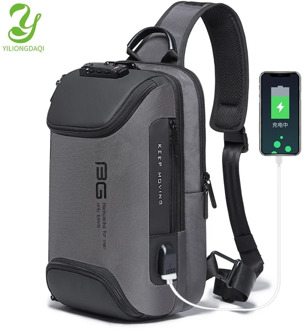 YILIONGDAQI Anti -theft Crossbody Bags Usb Charging Chest pack Waterproof Shoulder Bags Sling Bags For Men