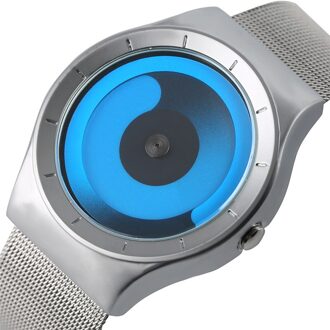 Yisuya Heren Horloges Mannelijke Mode Stalen Band Quartz Sport Horloge Creatieve Koele Blauwe Oceaan Stijl Student Relogio Masculino zilver Strap 2