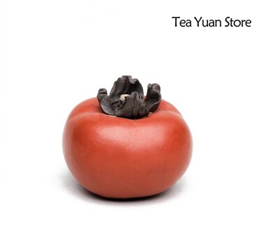 Yixing Paarse Klei Creatieve Thee Huisdier Cute Persimmon Simulatie Fruit Kan Verhogen Sculptuur Thee Set Accessoires Ambachten Souvenir