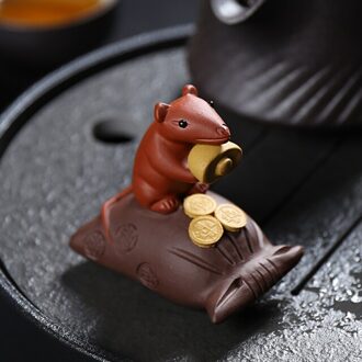 Yixing Thee Huisdier Keramische Creatieve Thee Spelen Piggy Drinkwater Kleine Muis Ornamenten Volledige Kleding En Voldoende Voedsel Thee Set B