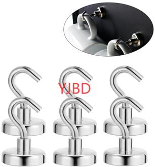 Yjbd 6 Stuks Sterke Magnetische Haken Zware Muur Haken Hanger Sleutel Jas Cup Opknoping Hanger Voor Thuis Keuken Opslag organisatie