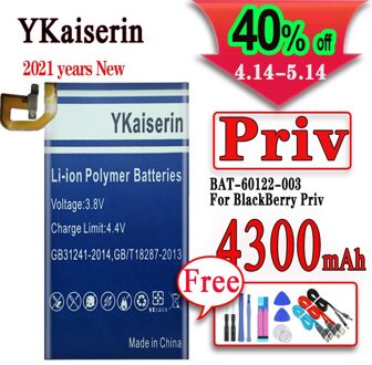 Ykaiserin 4300Mah Bat-60122-003 Batterij Voor Blackberry Priv Goede Mobiele Telefoon Batterijen Batterij + Track geen