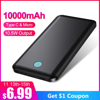YKZ 10000mah Power Bank Portable USB Type C Mini Powerbank Fast Charge Mobile Phone Charger Micro USB External Battery Travel C