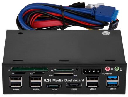 Yoc-Multifunction 5.25 "Media Dashboard Kaartlezer Usb 2.0 Usb 3.0 20 Pin E-Sata Sata Front panel