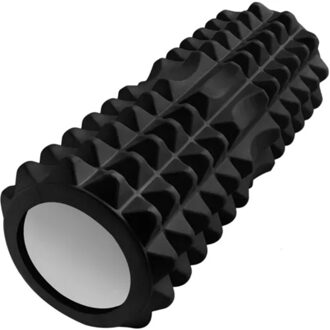 Yoga roller - massage roller - zwart - foam - 33 x 12 cm