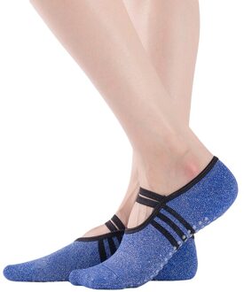 Yoga Sokken Vrouwen Backless Katoen Antislip Bandage Sport Sokken Ventilatie Pilates Ballet Sokken Dans Sok Slippers blauw