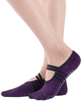 Yoga Sokken Vrouwen Backless Katoen Antislip Bandage Sport Sokken Ventilatie Pilates Ballet Sokken Dans Sok Slippers donker paars