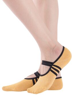 Yoga Sokken Vrouwen Backless Katoen Antislip Bandage Sport Sokken Ventilatie Pilates Ballet Sokken Dans Sok Slippers geel