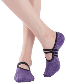 Yoga Sokken Vrouwen Backless Katoen Antislip Bandage Sport Sokken Ventilatie Pilates Ballet Sokken Dans Sok Slippers licht paars