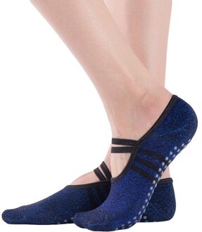 Yoga Sokken Vrouwen Backless Katoen Antislip Bandage Sport Sokken Ventilatie Pilates Ballet Sokken Dans Sok Slippers marine