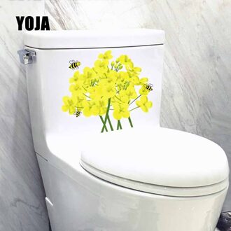 YOJA 22.3X18.9 CM Mooie Mural Muurstickers Home Decor Geel Verkrachting Bloemen En Bijen Wc Decal T5-0857