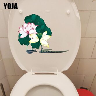 YOJA 22.8X17.8 CM Inkt Schilderen Lotus Klassieke Woonkamer Muurstickers Muurschildering Toiletbril WC Decor T1-1337