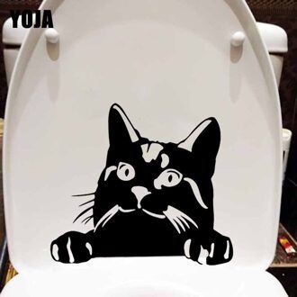 Yoja 24.3X21.8CM Kat Gevoel Dieren Funny Slaapkamer Huis Muursticker Toilet Seat Decal T5-0047