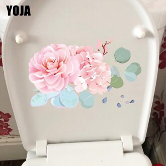 Yoja 26.4Cm × 16.3Cm Roze Hortensia Boeket Wc Sticker Wc Accessoires Thuis Kamer Muur Decor T1-2552