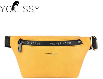Yojessy Lederen Luxe Fanny Pack Grote Capaciteit Taille Verpakking Heuptas Vrouwen Riem Tas Multifunctionele Borst Bag geel