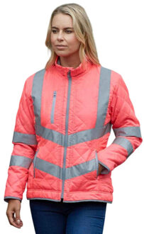 Yoko Dames kensington fleece gevoerde hi-vis lady fit gewatteerde jas - maat XXL Roze