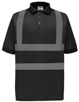 Yoko Heren band & brace hi-vis poloshirt - maat S Zwart