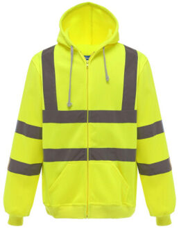 Yoko Heren hi-vis full zip hoodie Geel - M