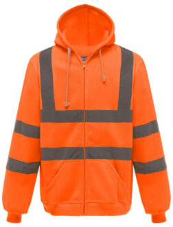 Yoko Heren hi-vis full zip hoodie Oranje - XXXL