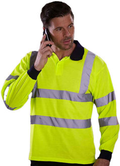 Yoko Heren hi-vis poloshirt met lange mouwen - maat XL Geel