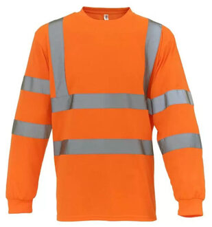 Yoko Uniseks hi-vis t-shirt met lange mouwen voor volwassenen Oranje - XXXL